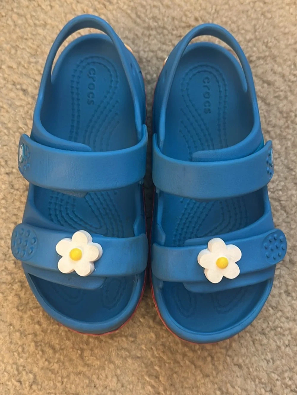 CROCS Kids Blue Sandals with White Daisy Accent